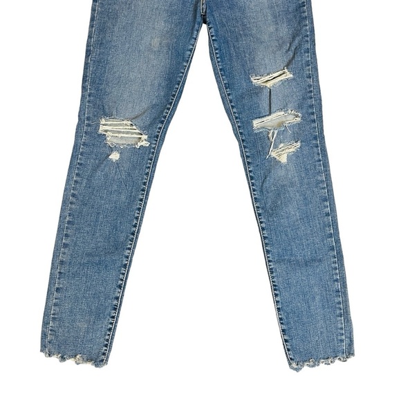 Levi 720 High Rise Super Skinny Raw Hem Destroyed Jeans. Blue Size 30 #801 - Picture 5 of 12